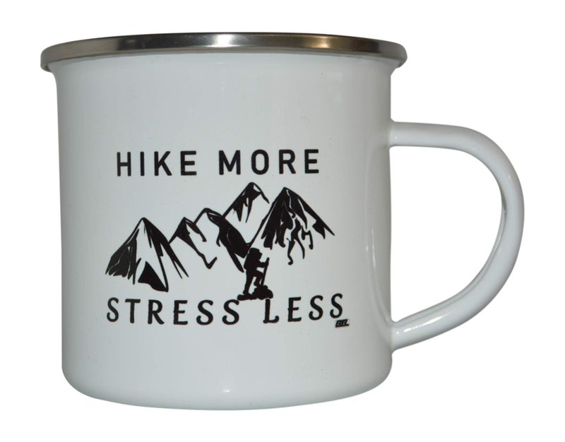 Rogue River Tactical Funny Camp Mug Enamel Camping Coffee Cup Gift Hike More Stress Less Camping Gear - Image 2